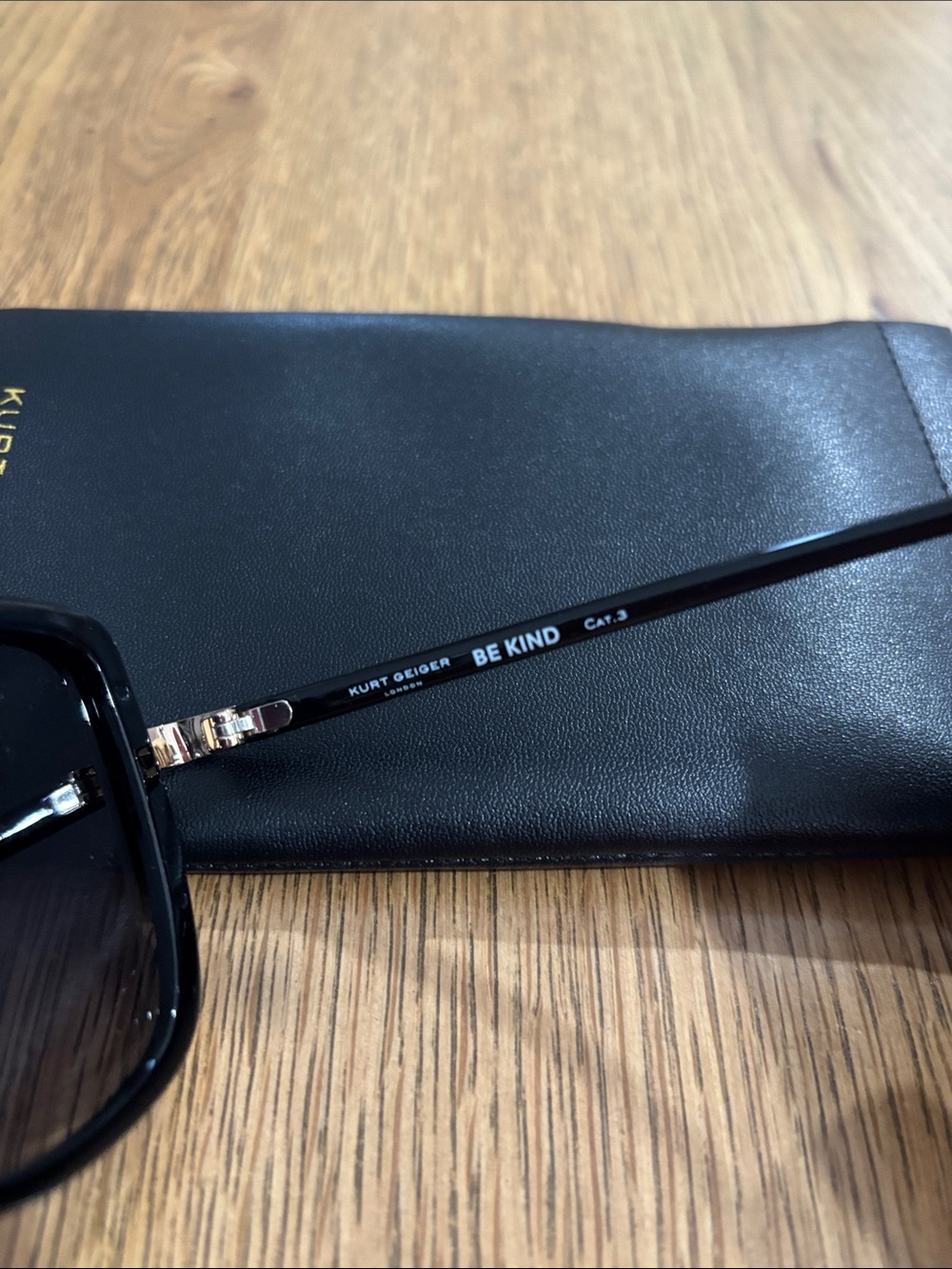 Kurt Geiger Black Cat-Eye Sunglasses with Gold Accents - Picture 5 of 6